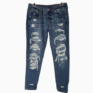 American Eagle Tomgirl Distressed Ripped Button Fly Jeans 2